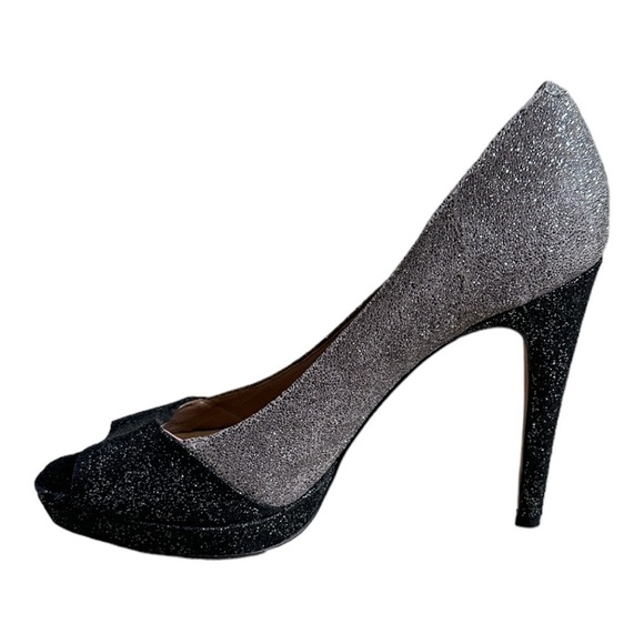 Vince Camuto Timmons Glitter Two Tone Peep Toe Stiletto Heels Size 7 - Picture 6 of 11
